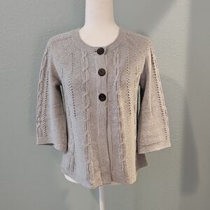 Eddie Bauer Women's Light Gray Cable Knit Cardigan